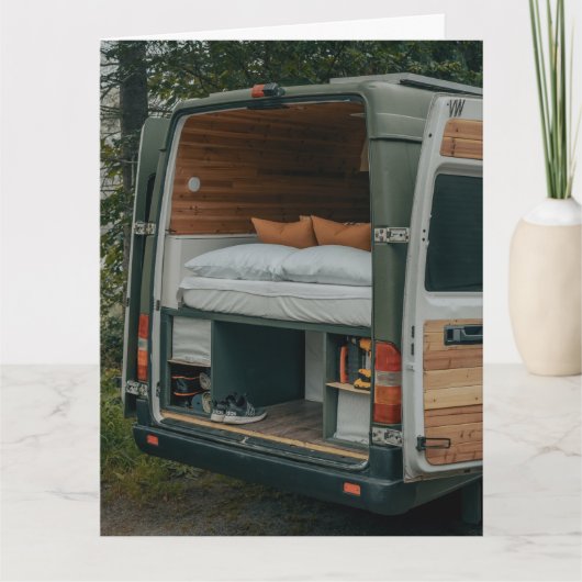BIRTHDAY CAMPER CUSTOM VAN ADVENTURE BIG CARD KAART (Voorkant)