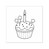 Birthday Candle Cupcake Colme Zelfinktende Stempel (Design)