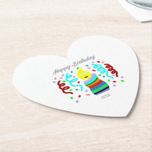 Birthday Candle Greetings Heart Paper Coaster Kartonnen Onderzetters (Gekanteld)