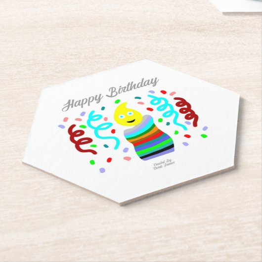 Birthday Candle Greetings Hexagon Paper Coaster Kartonnen Onderzetters (Schuin)