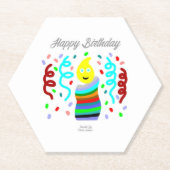 Birthday Candle Greetings Hexagon Paper Coaster Kartonnen Onderzetters (Voorkant)