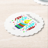 Birthday Candle Greetings Round Scalloped Coaster Kartonnen Onderzetters (Gekanteld)