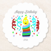 Birthday Candle Greetings Round Scalloped Coaster Kartonnen Onderzetters (Voorkant)