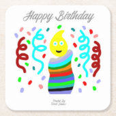 Birthday Candle Greetings Square Paper Coaster Kartonnen Onderzetters (Voorkant)