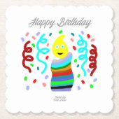 Birthday Candle Greetings Square Scalloped Coaster Kartonnen Onderzetters (Voorkant)