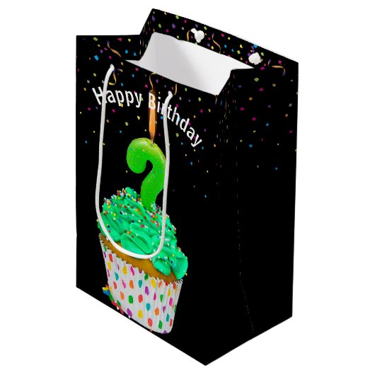 Birthday Candle Vraag Mark over Cupcake Medium Cadeauzakje (Voorkant Gekanteld)