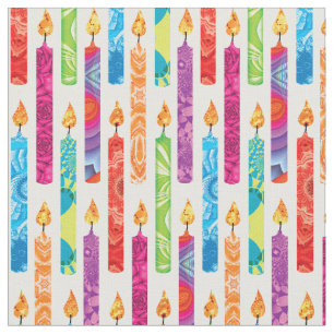 Birthday Candles Fractal Colors Stof