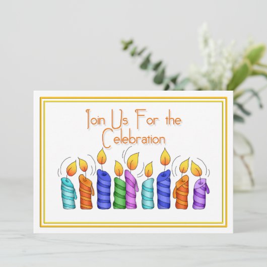 Birthday Candles Invitation Kaart (Staand voorkant)