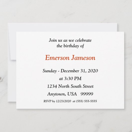 Birthday Candles Invitation Kaart (Achterkant)