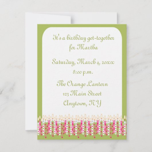 Birthday Candles Invitation Kaart (Voorkant)