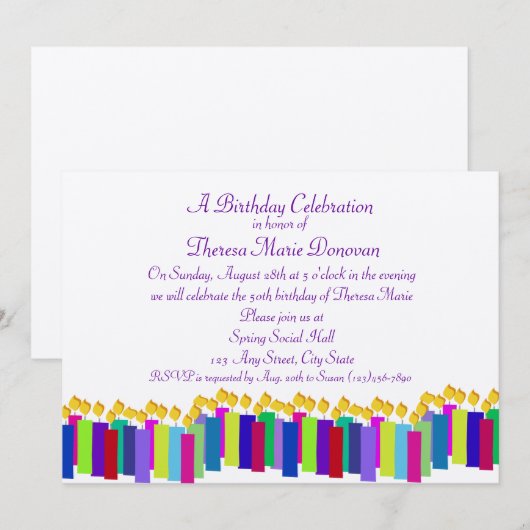 Birthday Candles Kaart (Voorkant / Achterkant)