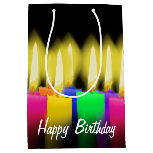 Birthday Candles op Black Medium Cadeauzakje (Voorkant)