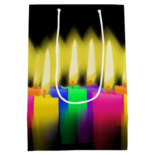 Birthday Candles op Black Medium Cadeauzakje (Achterkant)