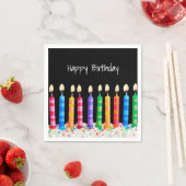 Birthday Candles op Black Napkins Servet (Insitu)