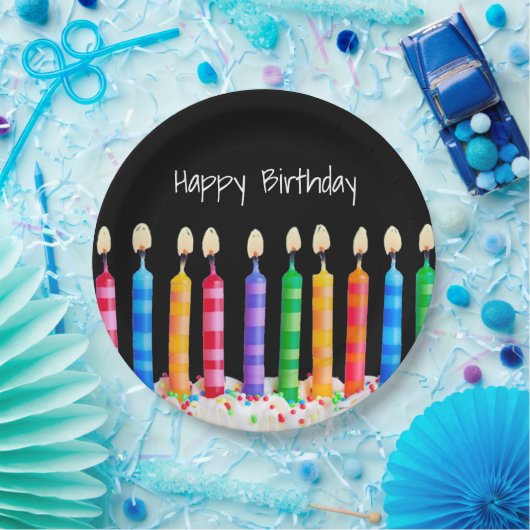 Birthday Candles op Black Papieren Bordje (Feest)