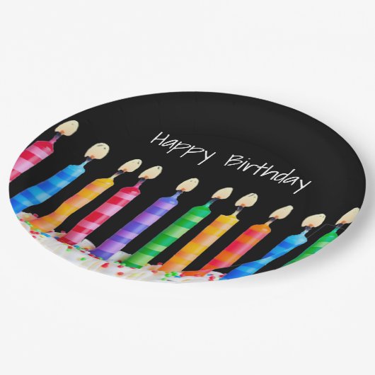 Birthday Candles op Black Papieren Bordje (Gekanteld)