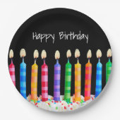 Birthday Candles op Black Papieren Bordje (Voorkant)