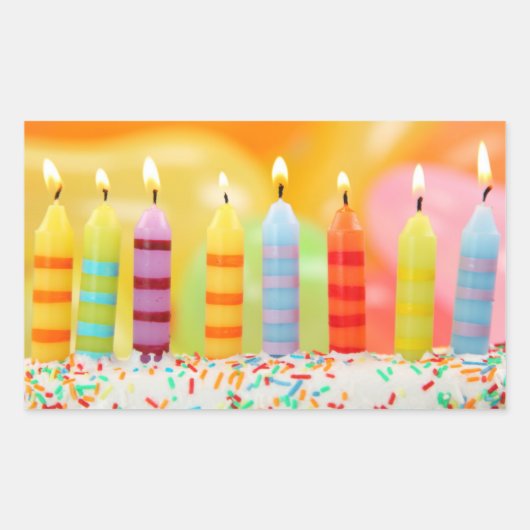 Birthday Candles Rechthoekige Sticker (Voorkant)
