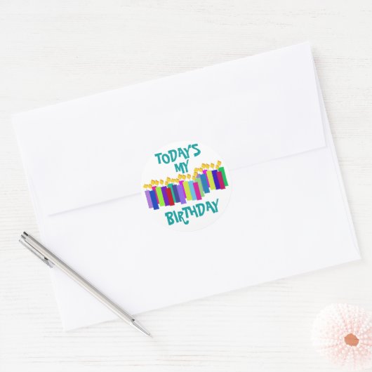 Birthday Candles Ronde Sticker (Envelop)