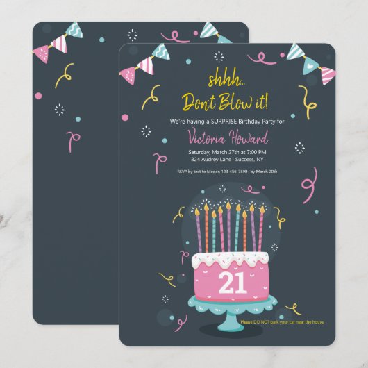 Birthday Candles Surprise Birthday Party Kaart (Voorkant / Achterkant)