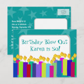 Birthday Candles Uitnodiging Briefkaart (Voorkant / Achterkant)