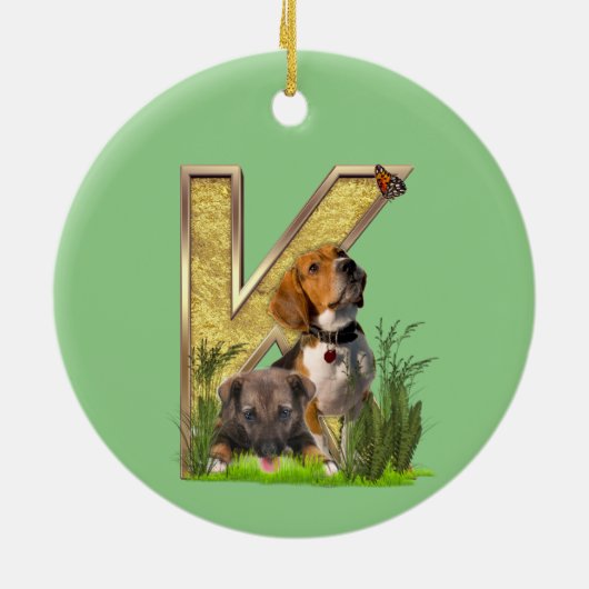 Birthday-Capital- Letter-E Art Canvas tas Keramisch Ornament (Achterkant)