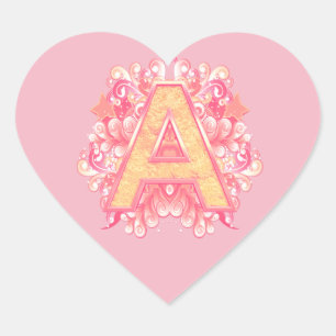 Birthday-Capital Monogram - letter A Hart Sticker