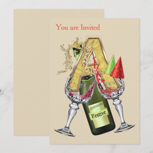 Birthday-Capital Monogram - letter A Kaart (Voorkant / Achterkant)