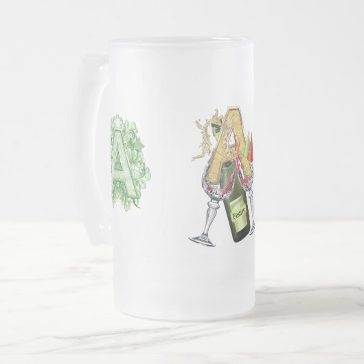 Birthday-Capital Monogram - letter A Matglas Bierpul (Voorkant links)