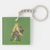 Birthday-Capital Monogram - letter A Sleutelhanger (Achterkant)