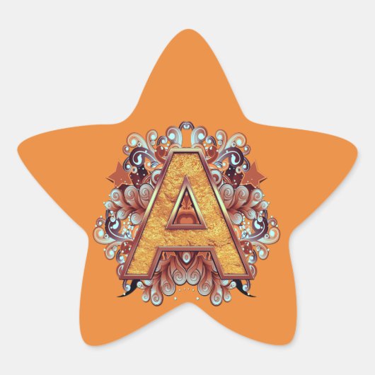 Birthday-Capital Monogram - letter A Ster Sticker (Voorkant)
