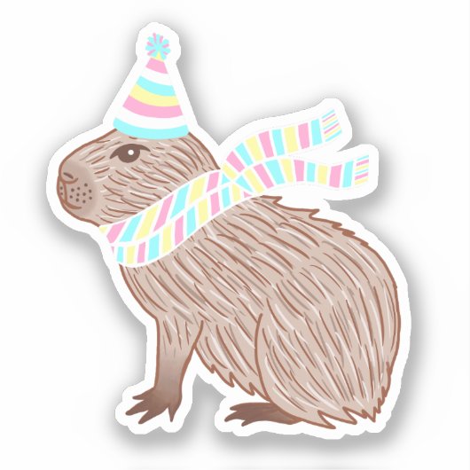 Birthday Capybara Sticker (Voorkant)
