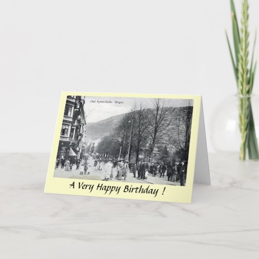 Birthday Card - Bergen, Noorwegen Kaart (Voorkant)