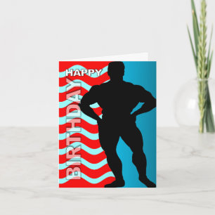 Birthday Card Bodybuilder Stripe Kaart