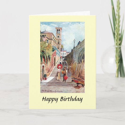 Birthday Card - Bridge Steps, Richmond, Surrey Kaart (Voorkant)