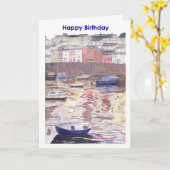 Birthday Card Brixham Harbour Kaart (Gele Bloem)