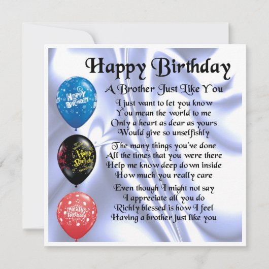 Birthday Card - Brother Poem Kaart (Voorkant)
