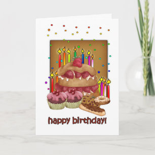 Birthday Card - Cakes Cookies Cup Cakes Candles Kaart