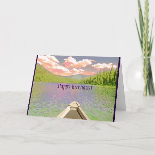 Birthday Card Canoe op Lake "Fun Adventures" Kaart (Voorkant)
