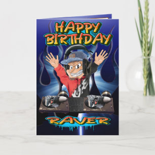 Birthday card cartoon DJ Kaart