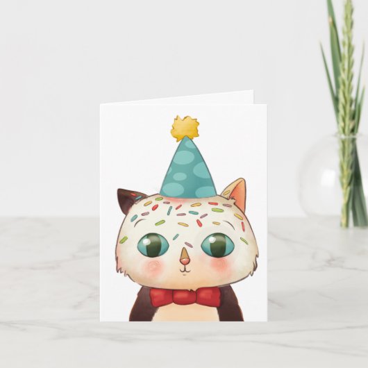 Birthday Card Cat Cute Funny vertelt haar Kaart (Voorkant)