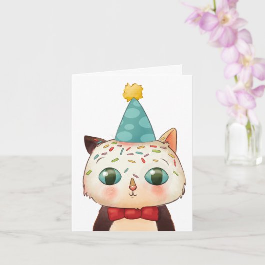 Birthday Card Cat Cute Funny vertelt haar Kaart (Orchidee)