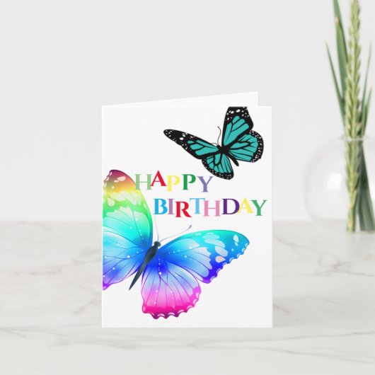 Birthday Card - Colorful Butterflies Kaart (Voorkant)