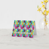 Birthday Card Colorful Floral Mosaic Kaart (Gele Bloem)