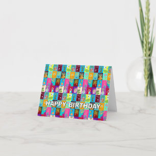 Birthday Card Colorful Floral Mosaic Kaart