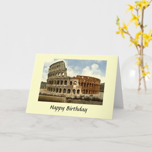 Birthday Card - Colosseum, Rome Kaart (Gele Bloem)