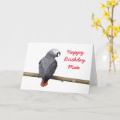 Birthday card Congo African Grey Gray parrot Kaart (Gele Bloem)