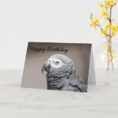 Birthday card Congo African Grey Gray Parrot Kaart (Gele Bloem)