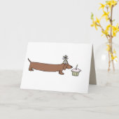 Birthday Card - Dachshund met cupcake Kaart (Gele Bloem)
