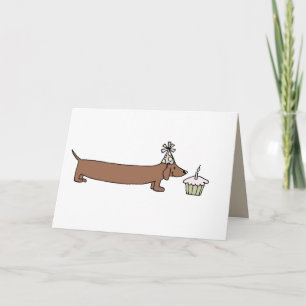 Birthday Card - Dachshund met cupcake Kaart